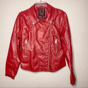 Red Leather Moto Jacket